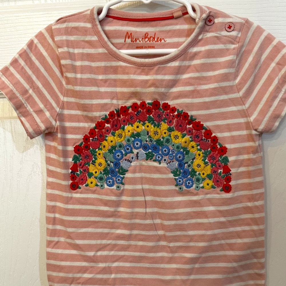 Mini Boden Embroidery Rainbow Shirt